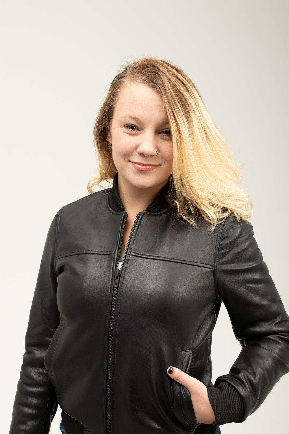Dani Womens Fashion Leather Bomber Jacket