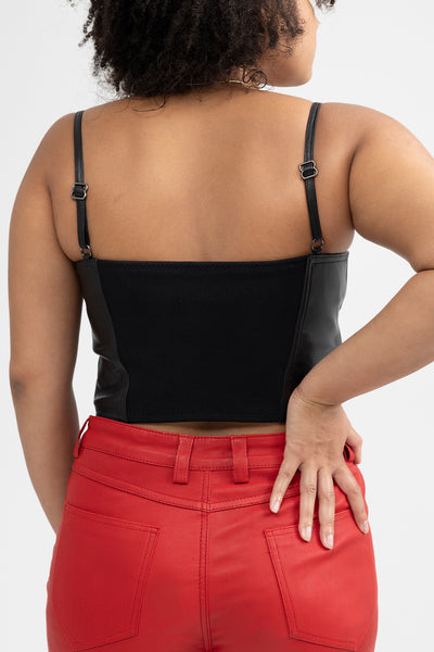 Mely Fashion Leather Crop Top