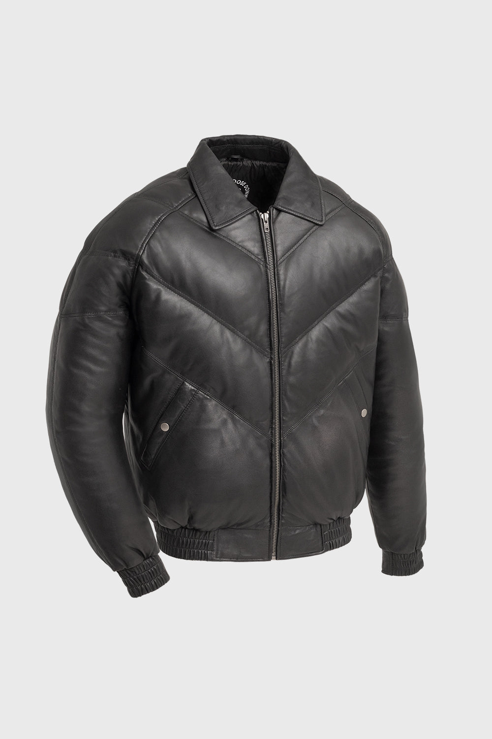 Ezra Mens Puffer Leather Jacket