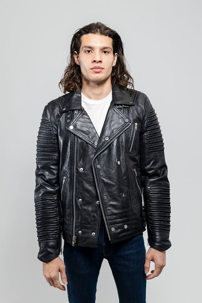 Brooklyn Mens Lambskin Leather Jacket Black
