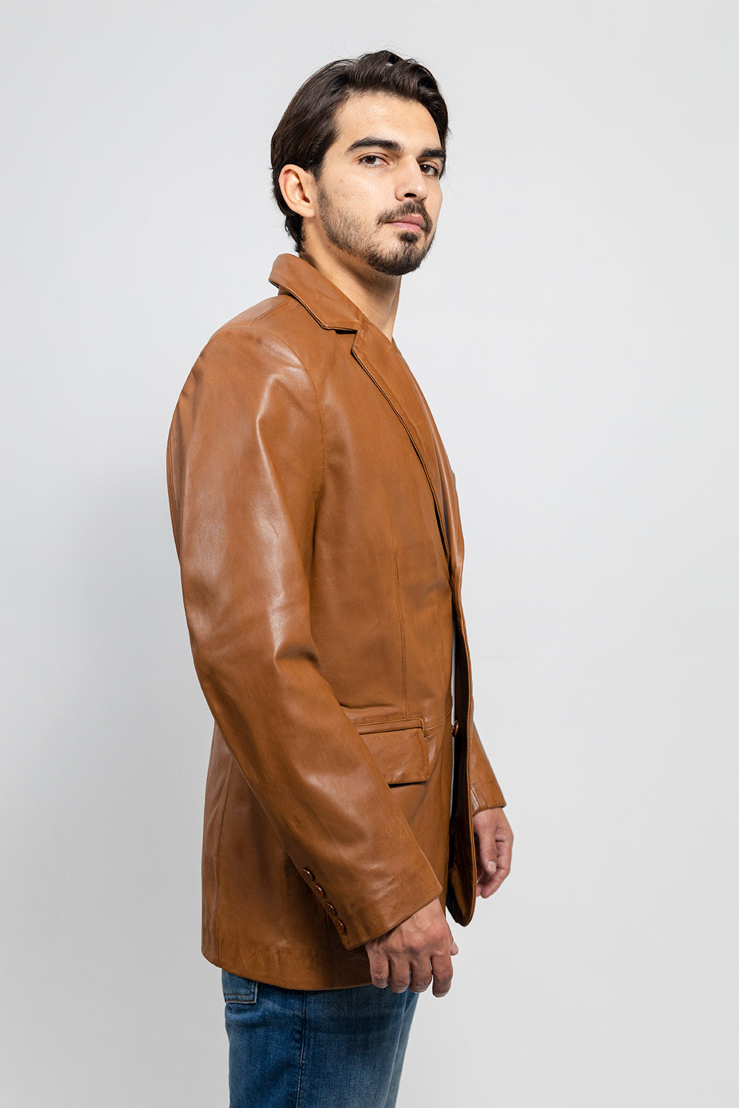 Esquire Mens Leather Jacket WHISKEY