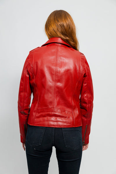 Abigail Womens Vintage Moto Leather Jacket