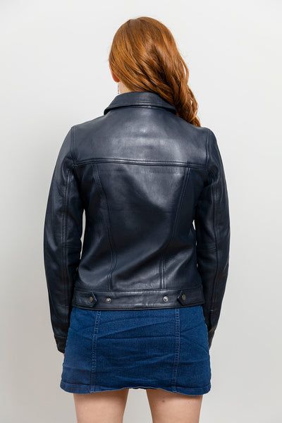 Madison Womens Fashion Leather Jacket Blue