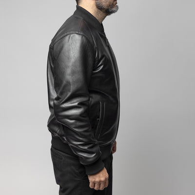 Dravis Mens Leather Bomber Jacket