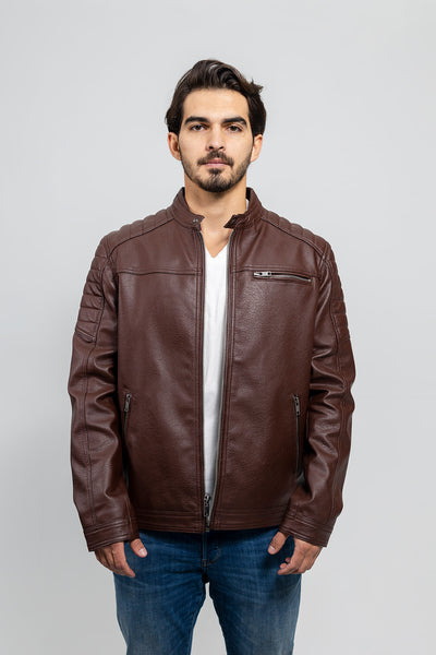 Logan Men's Vegan Faux Leather Jacket Redwood Men's Vegan Faux Leather jacket Whet Blu NYC